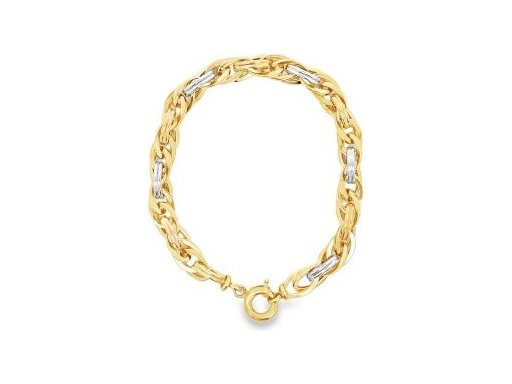 18K Three-Tone Gold Rope Link Bracelet